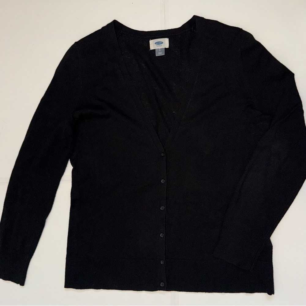 Old Navy Black V-Neck Button-Front Cardigan